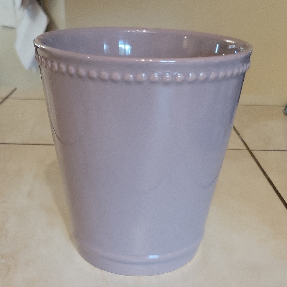 Mauve Ceramic Orchid Flower Pot Dotted Glazed 5in